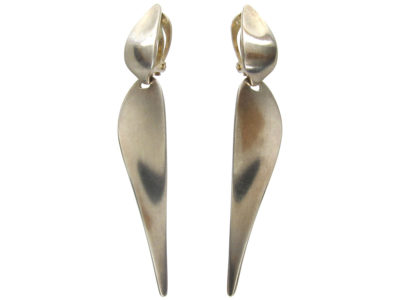 1950s Georg Jensen Long Drop Silver Earrings 1950s Georg Jensen Long Drop Silver Earrings