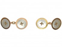 Art Deco 9ct Gold Mother of Pearl Button Cufflinks