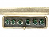 Theodor Fahrner Style Silver, Enamel & Chalcedony Buttons