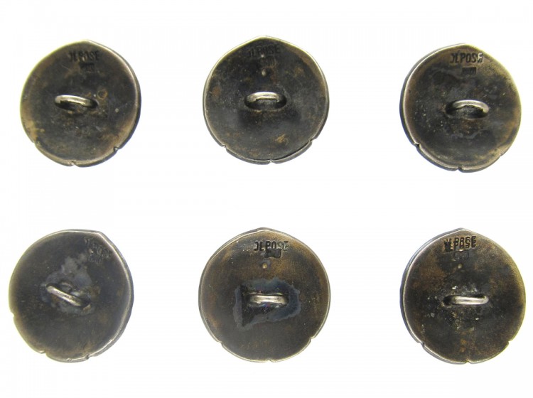 Theodor Fahrner Style Silver, Enamel & Chalcedony Buttons