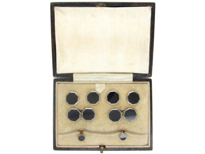 Art Deco 9ct Gold Platinum & Onyx Dress Set