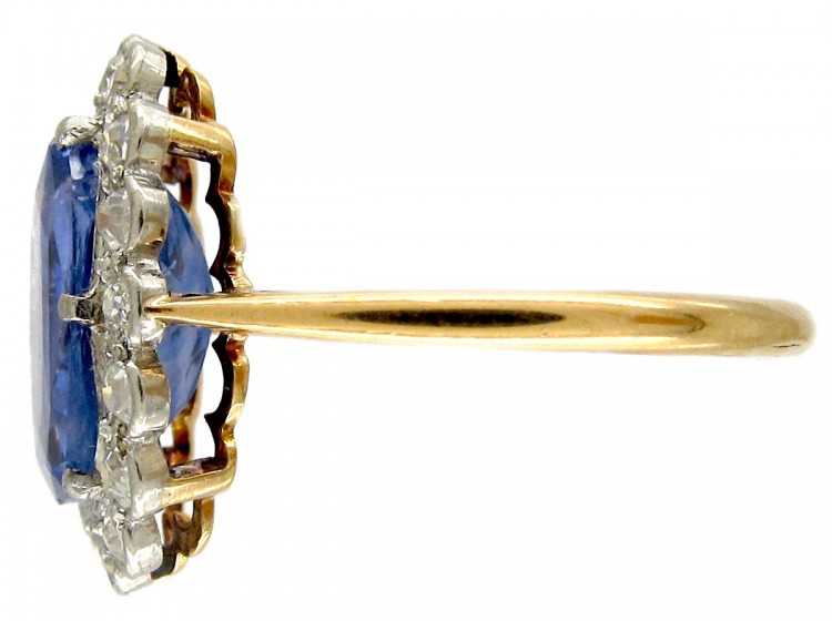 Native-Cut Ceylon Sapphire & Diamond Edwardian Ring