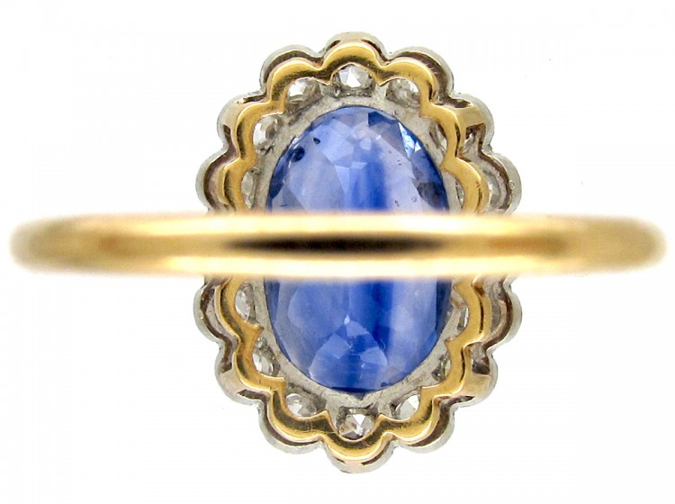 Native-Cut Ceylon Sapphire & Diamond Edwardian Ring