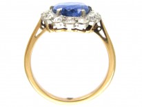 Native-Cut Ceylon Sapphire & Diamond Edwardian Ring