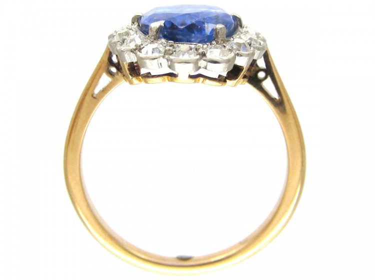 Native-Cut Ceylon Sapphire & Diamond Edwardian Ring