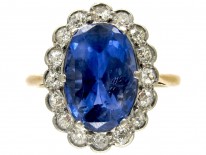 Native-Cut Ceylon Sapphire & Diamond Edwardian Ring