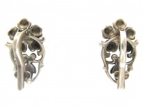 Silver & Marcasite Flower Clip Earrings