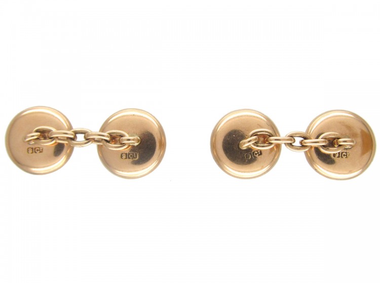 Art Deco 9ct Gold Mother of Pearl Button Cufflinks
