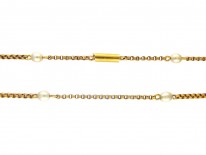 Victorian 15ct Gold Natural Pearl Chain