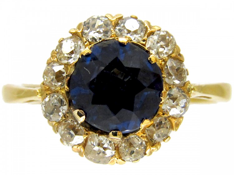 Edwardian Sapphire & Diamond Cluster Ring
