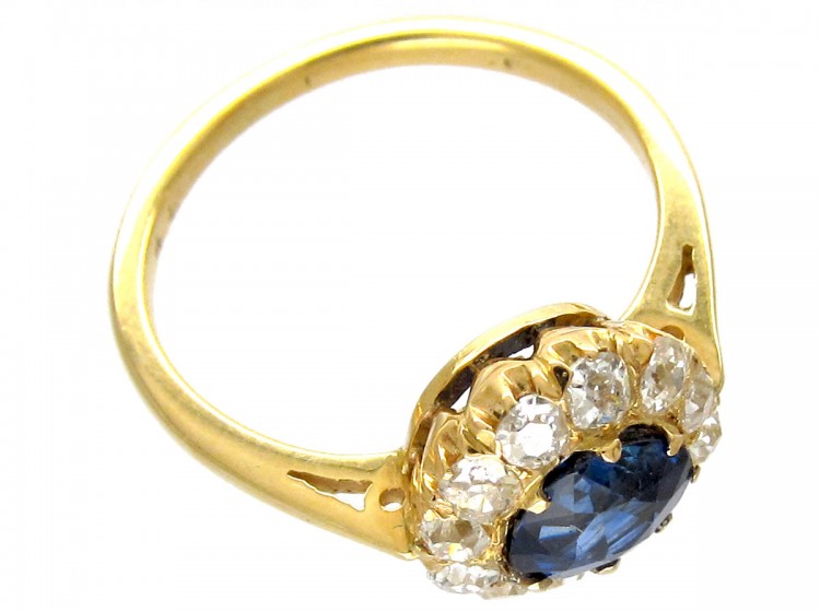 Edwardian Sapphire & Diamond Cluster Ring