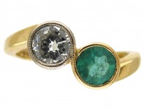 Art Nouveau Emerald & Diamond Twist Ring