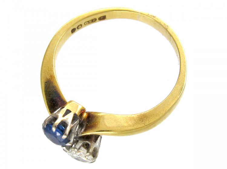 Art Nouveau Sapphire & Diamond Twist Ring