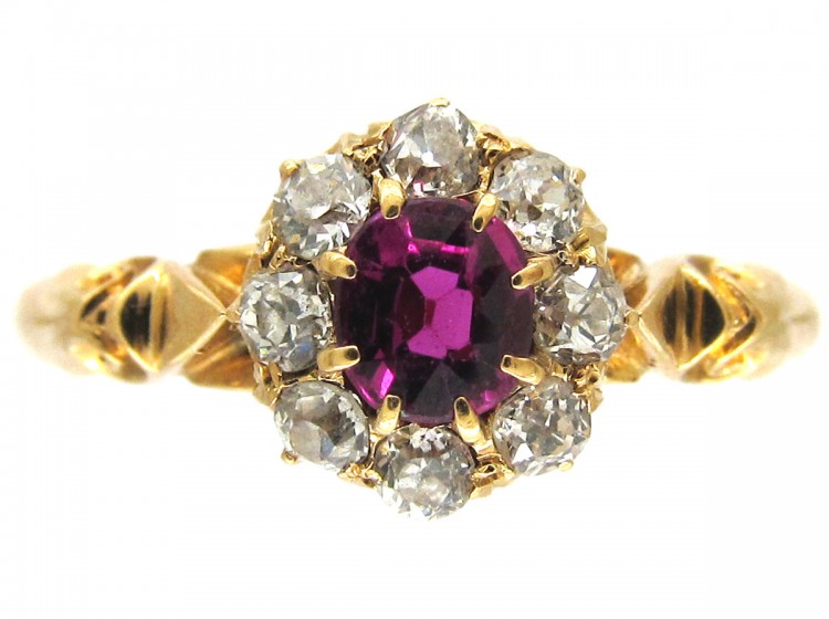 Edwardian Ruby & Diamond Cluster Ring