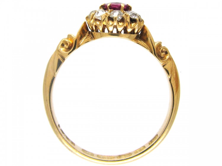 Edwardian Ruby & Diamond Cluster Ring