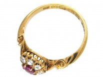 Edwardian Ruby & Diamond Cluster Ring