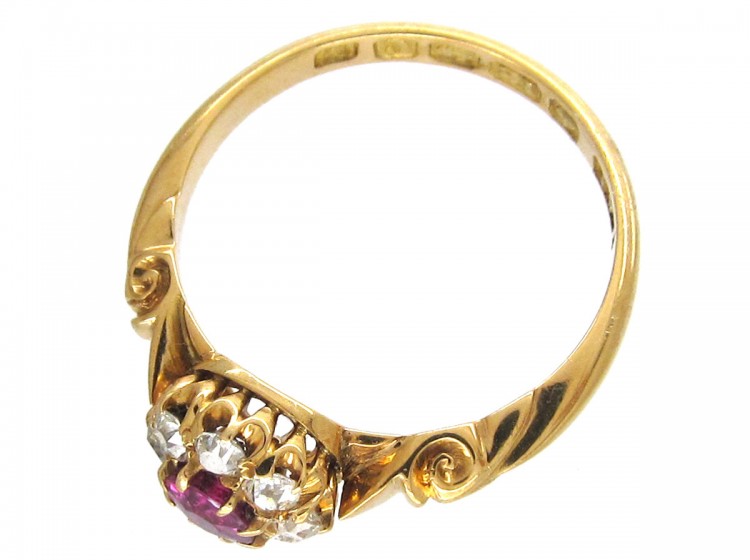 Edwardian Ruby & Diamond Cluster Ring