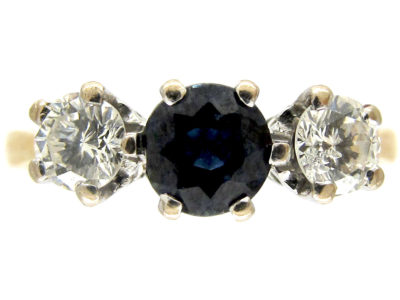 Sapphire & Diamond Three Stone Ring