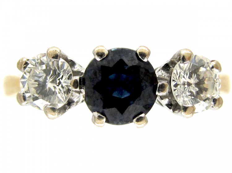 Sapphire & Diamond Three Stone Ring
