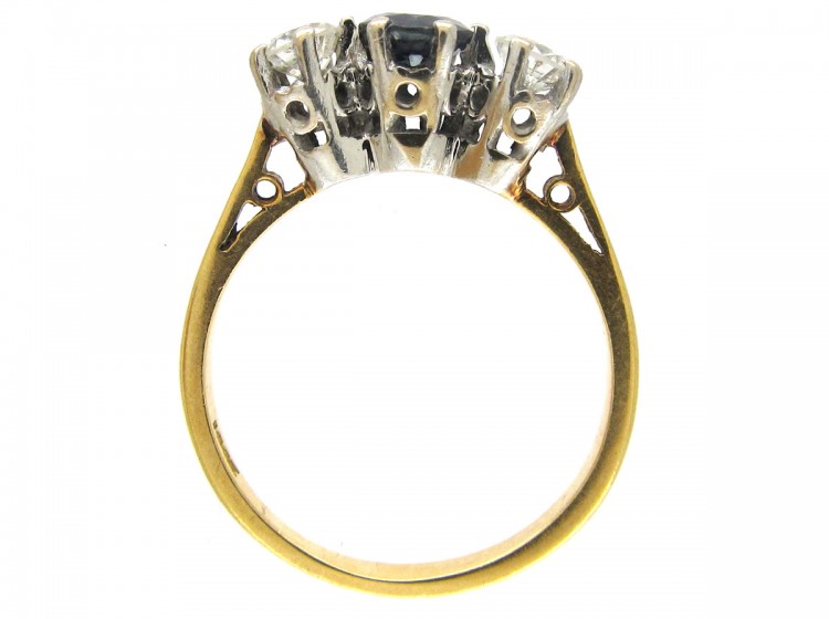 Sapphire & Diamond Three Stone Ring