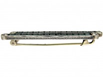 Art Deco Silver, Green & White Paste Brooch