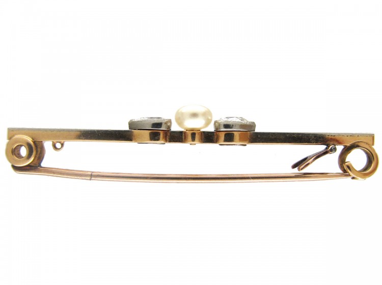 Edwardian Diamond & Natural Pearl Brooch