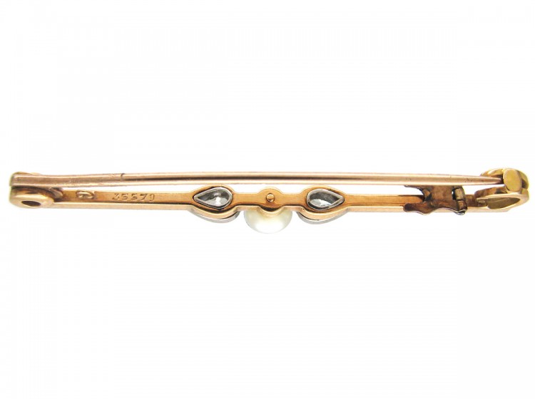 Edwardian Diamond & Natural Pearl Brooch