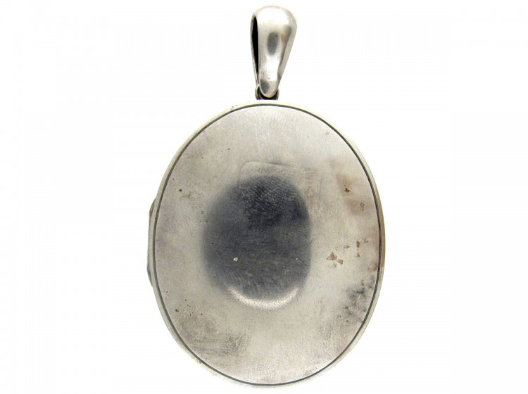 Victorian Silver & Enamel Oval Locket