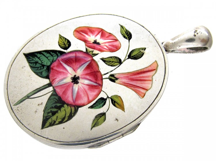 Victorian Silver & Enamel Oval Locket