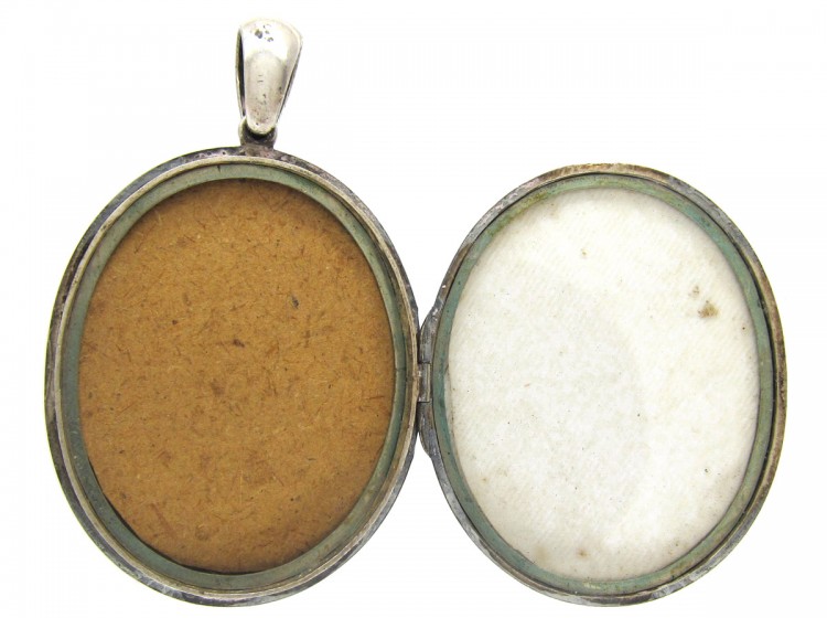 Victorian Silver & Enamel Oval Locket