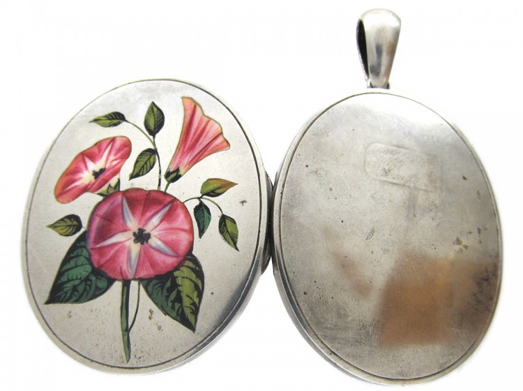 Victorian Silver & Enamel Oval Locket