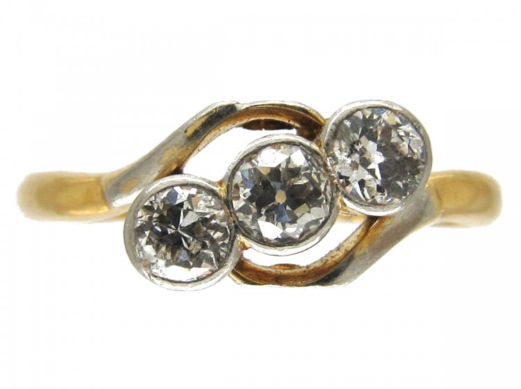 Three Stone Diamond Crossover Ring