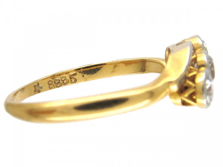 Three Stone Diamond Crossover Ring