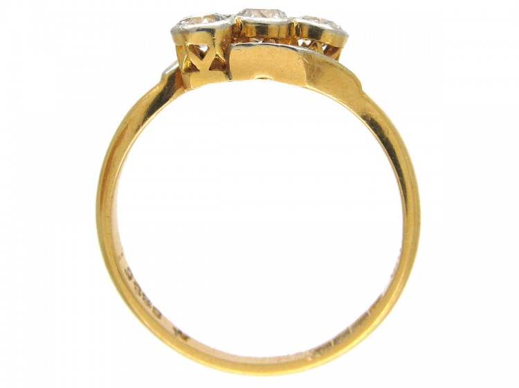 Three Stone Diamond Crossover Ring