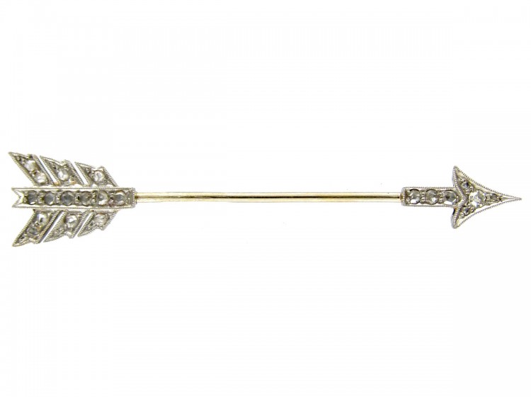 Edwardian 15ct Gold & Platinum Diamond Arrow Brooch