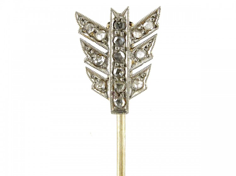 Edwardian 15ct Gold & Platinum Diamond Arrow Brooch