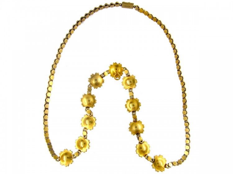 Victorian 15ct Gold & Natural Split Pearl Flower Necklace