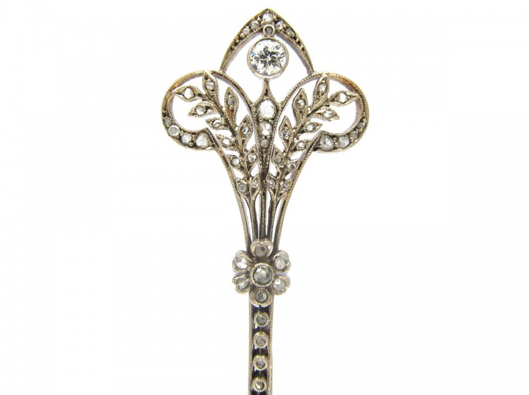 Edwardian Diamond Set Fleurs de Lys Brooch