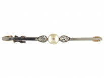 Edwardian Diamond & Natural Pearl Brooch