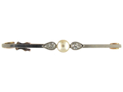 Edwardian Diamond & Natural Pearl Brooch