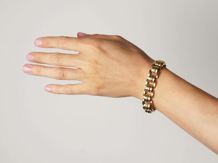 Retro 18ct Gold Articulated Tank Bracelet