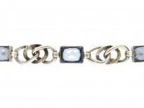 Silver & Blue Paste Art Deco Bracelet