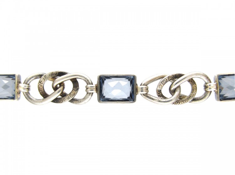 Silver & Blue Paste Art Deco Bracelet