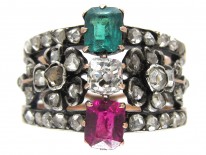 Diamond, Emerald & Ruby Belle Epoque Ring
