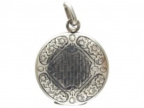 Art Deco Round Silver Locket Pendant