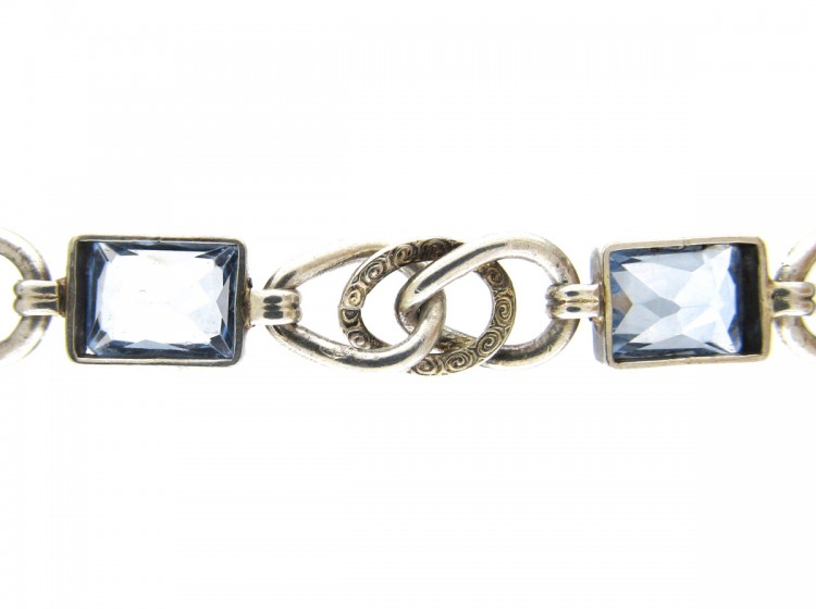 Silver & Blue Paste Art Deco Bracelet
