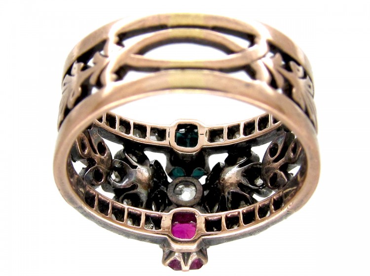 Diamond, Emerald & Ruby Belle Epoque Ring