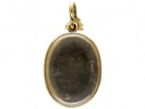 18ct Gold Victorian Strawberry Red Enamel & Natural Split Pearl Locket Pendant