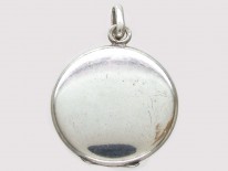 Art Deco Round Silver Locket Pendant