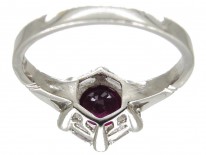 Natural Ruby & Diamond Hexagonal Art Deco Ring